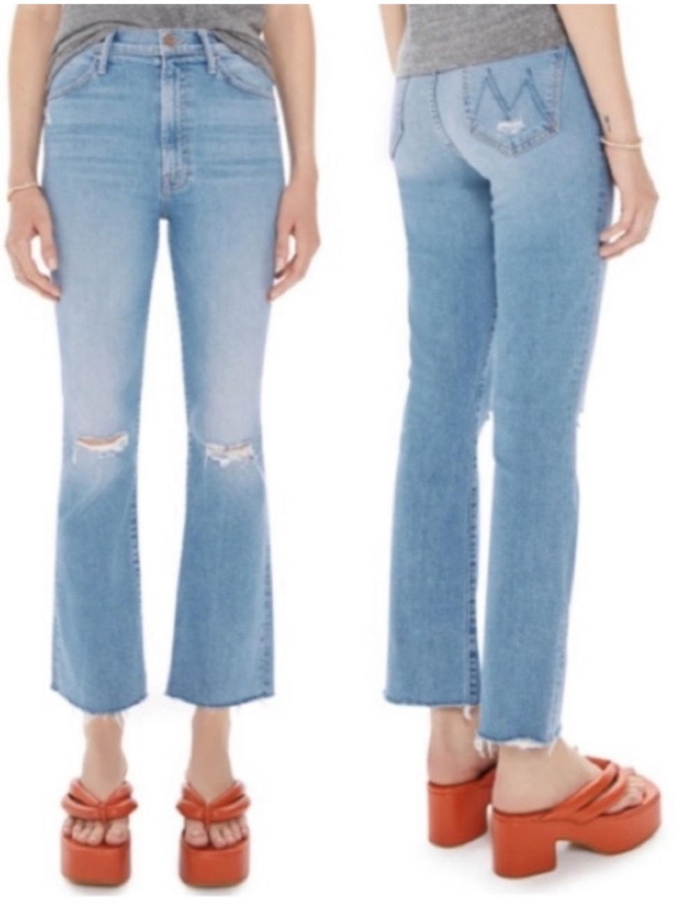 MOTHER The Hustler Ankle Fray Jeans in Thrilling Shots